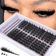 [Lowest Price In 30 Days]Fluffy Lash Clusters With Spikes 200D+260D+300D Cluster Eyelash Extensions Thick Eyelash Clusters Faux Mink Individual Lashes Full Volume Cluster Lashes 12-20MM Reusable Eyelashes By TNFVLONEINS - D9 - 查看 2