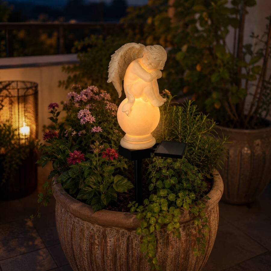 Solarbetriebene Engel-Stecklichter Wegleuchten, dekorative Outdoor-Stecklichter, Gartenzubehör, für Hof, Rasen, Gartenaußenbereich Dekoration, Vatertagsgeschenk, Solar-Gartenleuchten, Outdoor-Solarleuchten - Sitzwinkel - Übersicht 1