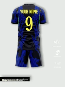 2pcs Brazil Special Edition Football Jersey Set (Jersey & Shorts), 2026 Football Project Sports - Blue - View 3