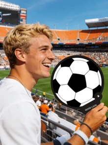 1pc Folding Handheld Football Fan, Essential For Football Fans, Party Decoration, Summer Gift, Must-Have For Watching Games, Cheer For Football - Multicolor - View 2