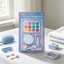 Kids Pretend Makeup Kit For Girls,  Liquid & Powder Free Play Makeup Toy Set, Birthday Christmas Halloween Gift For Little Girls Age 3+ - Baby Blue - View 14