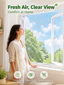 1pc Premium Self-Adhesive Fine Mesh Mosquito Net, Effective Insect Protection And Breathable, Washable, Tear-Resistant, Reusable, Suitable For Homeowners And Tenants As Fly Screen, Easy Installation Without Tools, Trimmable, Insect Screen, Suitable For Bedroom, Kitchen, Balcony, Office And Other Indoor Spaces, Window Protection Accessory, Home Decor Product - White Netting With White Edges - View 5