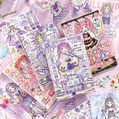 Girl Dress-Up Waterproof Sticker Set, Dreamy Purple Anime Princess Characters With Multiple Outfits And Accessories, Suitable For Creative Collection Enthusiasts, Perfect For Planner Collage, Dress-Up DIY Creation. Can Decorate Planners, Storage Boxes, Tablets, Water Cups, Suitable For Daily Handmade Crafts, Birthday Gifts, Party Event Creative Gifts.
