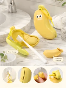 Alat Penyimpanan Perawatan Mulut Berbentuk Pisang, Mini Portabel "2-in-1". Kantong Pasta Gigi Silikon Terintegrasi, Dapat Menyimpan Pasta Gigi, Dengan Desain Tali Tarik, Praktis Untuk Menguras dan Menggantung, Cocok Untuk Perjalanan Bisnis dan Wisata, Dapat Juga Digunakan Sebagai Kotak Penyimpanan Kosmetik Portabel di Kamar Tidur. - MultiWarna - View 3