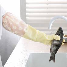 2pcs Floral Print PVC Cleaning Gloves - Multi-Functional Practical Household Cleaning Gloves (Suitable For Bathroom, Toilet, Living Room And Bedroom) - Multicolor - View 5