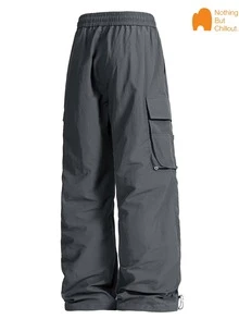 NBCT Women's Outdoor Cargo Wide Leg Pants, Elastic Drawstring High Waist Multi-Pocket Design With Adjustable Cuffs, Versatile Functional Straight Leg Hiking Pants For Climbing And Camping - Dark Grey - View 4