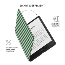 GIIPPA 1件粉綠條紋Kindle保護殼附手提帶，適合情人節/聖誕節送給愛書人的禮物，自動喚醒/睡眠電子閱讀器保護套，相容Kindle Paperwhite 5/6/7/10/11/12、Kindle Colorsoft 1st Gen、Basic Kindle 8/10/11 所有Kids Edition和Signature Edition - 多色2 - 查看 4