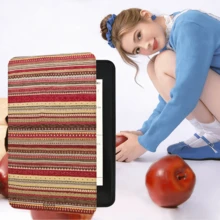 GIIPPA 1件多色條紋 Kindle 保護殼附手提帶，適合書迷的情人節/聖誕節禮物，自動喚醒/睡眠電子閱讀器保護套，相容 Kindle Paperwhite 5/6/7/10/11/12、Kindle Colorsoft 1st Gen、Basic Kindle 8/10/11 所有 Kids Edition 與 Signature Edition - 多色6 - 查看 6