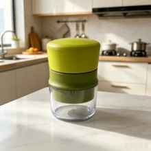 多功能手持式手動大蒜研磨器，可重複使用的人力香料切碎機，附透明可視儲物碗，適用於大蒜、薑、辣椒、堅果、花生，輕量便攜廚房小工具，適合日常居家烹飪與調味料準備 - 彩色 - 查看 6