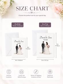 個性化婚禮訂婚週年紀念卡（含信封）－可客製化姓名、日期、新郎新娘姓名、婚禮清單－新婚夫婦專屬客製卡－婚禮伴手禮、禮物、祝賀卡－適用於婚禮 - 彩色 - 查看 3