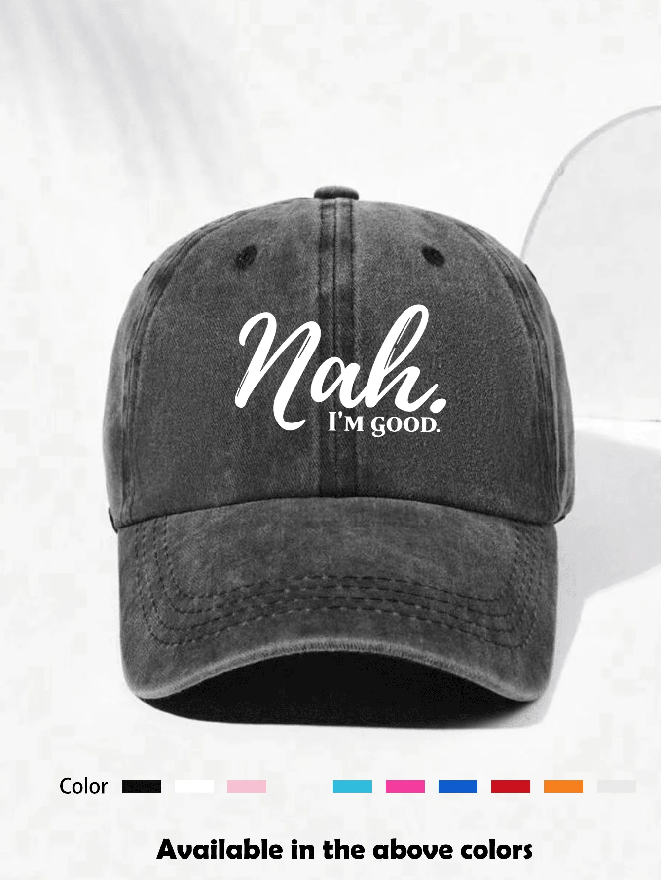 1pc Unisex Distressed Vintage Washable Soft Top Baseball Cap Dad Hat Trucker Hat, Suitable For Daily Wear And Hiking, Trekking, Travel - NAH6 Black - View 1