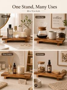 1pc Wooden High-Foot Display Stand, Rustic Pine Wood Tray, Suitable For Plants, Candles, Perfume, Coffee Cups, Kitchen Countertop, Bathroom Storage, Office Desk, Retail Display, Home Decor, Apartment, Dorm, Gift - 1PC - View 4