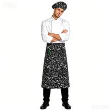 2pcs/Set New Chef Apron And Hat Uniform, Unisex Kitchen Work Wear Suitable For Restaurants And Bakeries - Multicolor - View 12