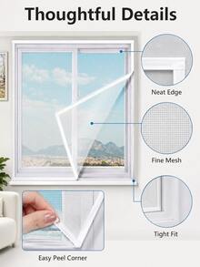 1pc Premium Self-Adhesive Fine Mesh Mosquito Net, Effective Insect Protection And Breathable, Washable, Tear-Resistant, Reusable, Suitable For Homeowners And Tenants As Fly Screen, Easy Installation Without Tools, Trimmable, Insect Screen, Suitable For Bedroom, Kitchen, Balcony, Office And Other Indoor Spaces, Window Protection Accessory, Home Decor Product - White Netting With White Edges - View 7