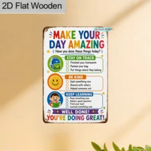 2D平面裝飾標誌與牌匾，Earn Your Screen Time金屬鐵製標誌，兒童家務清單，早晨例行活動牆面裝飾，適用於遊戲室、教室、臥室、居家學習、家庭 - 彩色 - 查看 2
