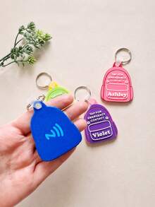 1pc Custom NFC Emergency Contact Keychain, Personalized Kids Medical ID Tag, Backpack Safety Name Tag - Multicolor - View 4