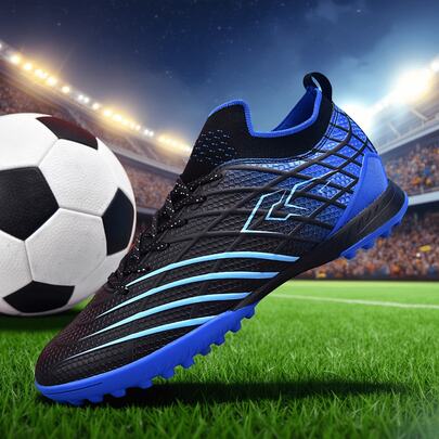 Zapatos de fútbol con tachuelas para hombres, diseño con cordones unisex para jóvenes & adultos, apariencia minimalista con contraste de color de moda, adecuados para partidos competitivos y entrenamiento diario