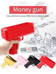 1pc Super Money Gun Toy, Fake Cash Prop Launcher, Handheld Cash Dispenser Simulator, Suitable For Parties, Halloween Decor, Weddings, Birthdays And Holiday Celebrations (Includes 100pcs Prop Bills) - Multicolor - View 2