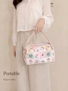 MINISO Sanrio Hello Kitty Travel Toiletry Bag, Striped Makeup Bag, Women's Storage Bag, Back To School Student Makeup Bag, Travel Bag, Beach/Summer Vacation Travel Bag, Back To School Supplies - Multicolor - View 5