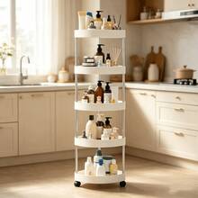 Rak Penyimpanan Sudut Segitiga, Cocok Untuk Kamar Mandi, Dapur, Ruang Tamu, Ruang Belajar, Tanpa Pengeboran, Kapasitas Besar, Dengan Roda, Penyimpanan Bertingkat, Mudah Diakses, Kokoh dan Tahan Lama - MultiWarna - View 5