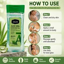 Glow Aloe Vera Body Oil 200ml, Melembapkan & Memperbaiki Kulit Kusam, Ekstrak Lidah Buaya Premium, Tekstur Ringan dan Halus, Perawatan Tubuh di Rumah Pagi dan Malam, Untuk Semua Jenis Kulit, Cocok Untuk Pria dan Wanita di Semua Musim - lidah buaya - View 6