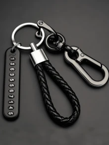 [One Anti-Loss Car Keychain] Anti-Loss Car Keychain With Phone Number Tag - Durable Alloy, Non-Braided Design For Easy Key Retrieval - Multicolor - View 11