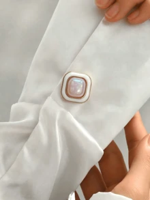 奢華珍珠水鑽愛心與圓形鈕扣蓋，夾式襯衫袖口鈕扣，衣物鈕扣配件，適用日常與宴會禮服裝飾 - 彩色 - 查看 3