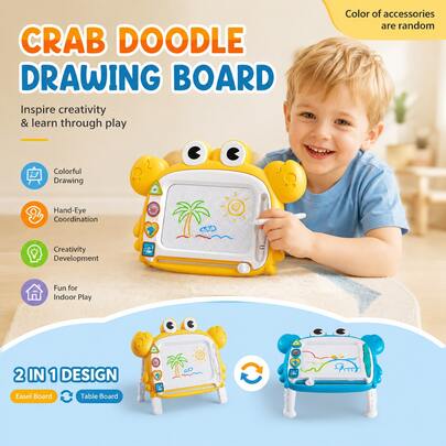 1pc Magnetic Drawing Board For Kids, Cartoon Crab Design, Educational Magnetic Doodle Board, Erasable Sketching Board, Birthday Party Gift For Boys And Girls, Learning Drawing Supplies