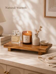 1pc Wooden High-Foot Display Stand, Rustic Pine Wood Tray, Suitable For Plants, Candles, Perfume, Coffee Cups, Kitchen Countertop, Bathroom Storage, Office Desk, Retail Display, Home Decor, Apartment, Dorm, Gift - 1PC - View 3