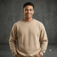 Sweatshirt And Pants Set With Pockets, Winter, Casual, Basic, Unisex, Plain - Beige - View 2