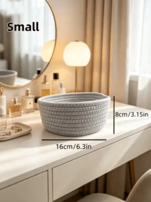 1pc/3pcs Handmade Woven Storage Basket, Bedside Tea Table Desktop Sundries Storage Basket, Handmade Woven Cosmetic Storage Basket, Storage Rack Basket, Dormitory Desktop Storage Basket, Multi-Functional Storage Basket, Party Storage Basket, Camping Storage Basket, Suitable For Home Small Items Storage, Bedside Storage - View 5