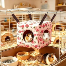 Small Animal Hideaway& Hammock, Cozy House For Small Pets,Washable Pet Cave& Hideout Corner, Hanging Hammock Hideout Bed, Cage Accessories For Guinea, Hamster, Rat, Glider, Squirrel, Ferret, Kitten, Squirrel, Chinchilla - A - View 15