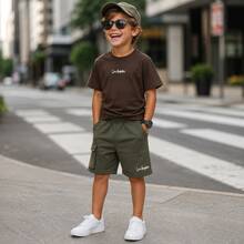Conjunto Infantil Masculino Camiseta de Algodão Bermuda Moletinho para Meninos - Verde - Visão 2