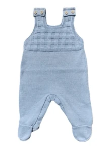 Kit Saída Maternidade Bebê Menino Tricô Enxoval Jardineira - azul blue sky - Visão 10