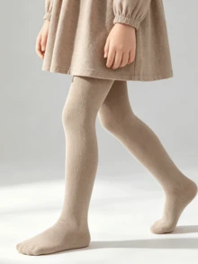 6 Pairs Girls Solid Color Knitted Tights, Soft Breathable Earth Tone Full Foot Leggings, High Elasticity All-Match Style Tights For Kids, Versatile Princess Dress Underwear For Spring And Autumn - Multicolor - View 7
