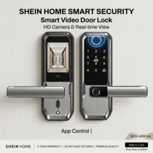 1 pieza Cerradura inteligente, cerradura de entrada electrónica sin llave con huella digital, cámara de video portero y teclado numérico, superficie pulida, alimentada por batería, acceso con tarjeta, adecuada para biométrica de puertas de hogar y oficina - Gris - Ver 2