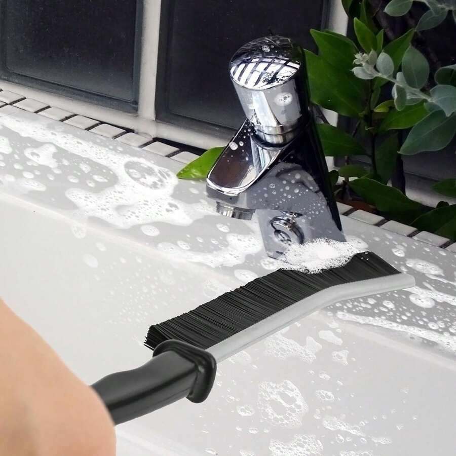 3pcs Set Kitchen Gap Cleaning Brush, 360° Flexible Soft Bristle Long Handle Toilet Gap Brush, Scratch-Resistant Cleaning Brush For Home, Hotel, Bathroom, Window Track, Tile Grout, Kitchen, Bathroom Toilet, Narrow Gap Cleaning Tool