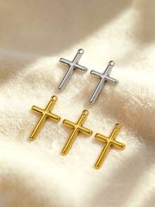 3 PEÇAS/5 PEÇAS Pingentes de Cruz em Aço Inoxidável, Acessórios DIY para Colares & Pulseiras, Pingentes Dourados Minimalistas e Únicos - V0246 - Visão 2