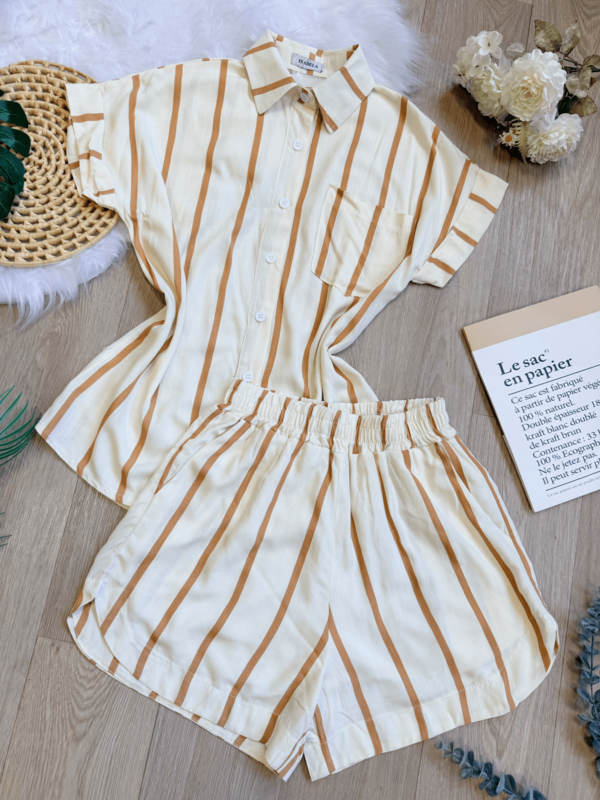 Conjunto Camisa e Shorts Listrado Viscolinho SP060