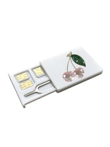 Crystal Cherry Print SIM Card Holder With SIM Card Pin Slot, Includes SIM Card Pin. Portable Cherry Print SIM Card Storage Box, Phone Card Holder, SIM Card And SD Card Storage Box, Travel Storage Box, Compact And Lightweight, Anti-Loss And Durable, Anti-Drop And Durable, Suitable For Smartphones, Tablets And Other Devices, Can Store SIM Card/SIM Card Pin, Ideal For Storing Backup SIM Cards When Changing Phone Numbers, Also A Great Gift. - Multicolor - View 12