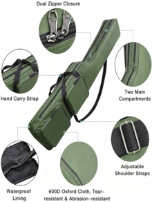 59inch Heavy Duty Waterproof Fishing Rod Bag, Multi Compartment Tackle Storage Carrier, Wear Resistant Shoulder Carry Fishing Pole Case For River Lake Sea Fishing - Multicolor - View 6