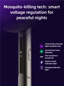 6合1可充電旋轉頭電動拍蚊拍，附伸縮桿，電動蚊拍，室內害蟲防治滅蠅器，驅蠅裝置，驅蚊裝置，1200mAh - 彩色 - 查看 10