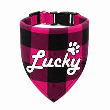 1Pc Custom Dog Pet Plaid Bandana, Personalization Name ID, Paw Print, Bone, And Heart Logo To Choose, Triangular Bib Dog Cat Scarf Wonderful Customized Pet Neckerchief Scarf Dog Saliva Towel - Multicolor - View 16