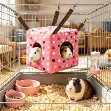 Small Animal Hideaway& Hammock, Cozy House For Small Pets,Washable Pet Cave& Hideout Corner, Hanging Hammock Hideout Bed, Cage Accessories For Guinea, Hamster, Rat, Glider, Squirrel, Ferret, Kitten, Squirrel, Chinchilla - A - View 13