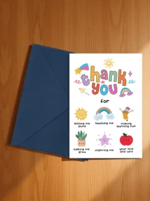 1pc Teacher's Day Thank You Card With Envelope - Kindergarten Teacher Appreciation Gift, "Thank You For Helping Me Grow" Message, Rainbow, Sun And Education Symbols Design, Perfect Gift For Teachers And School Staff On Teacher's Day - Sets - View 22