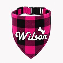 1Pc Custom Dog Pet Plaid Bandana, Personalization Name ID, Paw Print, Bone, And Heart Logo To Choose, Triangular Bib Dog Cat Scarf Wonderful Customized Pet Neckerchief Scarf Dog Saliva Towel - Multicolor - View 10