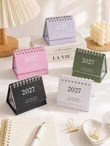 1PC Simple 2027 Desk Calendar,Macaron Color Creative Flip Cover Design For Daily Schedule Planning, A Must-Have Desktop Decoration, Essential For Study And Office Use - Single Piece - View 6