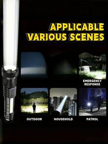 Senter LED berdaya tinggi ini memiliki 5 mode, fungsi zoom, dan pencahayaan genggam yang kuat. Ini adalah senter portabel untuk berkemah yang cocok untuk mendaki gunung di luar ruangan dan keadaan darurat di rumah. Dilengkapi dengan baterai 800mAh bawaan. - Bintang - View 3