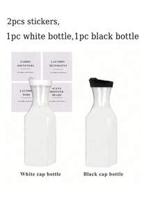 2/1pc Square Laundry Detergent Dispenser Bottle, 1500ml Capacity, Transparent Plastic Black And White, Laundry Detergent Dispenser, Transparent Storage Container, Soap Dispenser, Space-Saving Design, Includes 4 Removable Labels, Suitable For Laundry Room, Bathroom Storage, Autumn Home Decor, Bathroom Decoration - Transparent - View 13