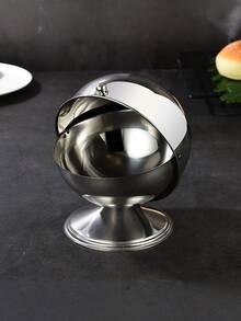 1 Pc Silver Stainless Steel Kitchen Spherical Sugar Cup Seasoning Bottle Jar Ice Cubes Milk Sugar Storage Jar Kitchen Small Tools Kitchen Accessories Storage Sugar Bowl Sliver Ball Shape Candy Jar Suitable Household Kitchen Storage Organizer - one-size - View 1